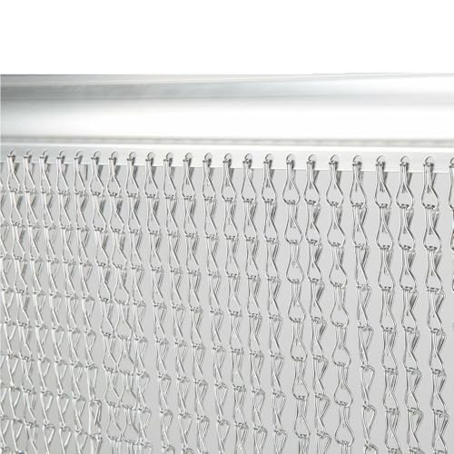 LN COZY CORNER 90cm x 200cm Premium Aluminium Fly Screen Chain Curtain - Heavy Duty Insect Door Screen for Restaurants Homes & Shops - Adjustable Metal Fly Curtain(Silver)