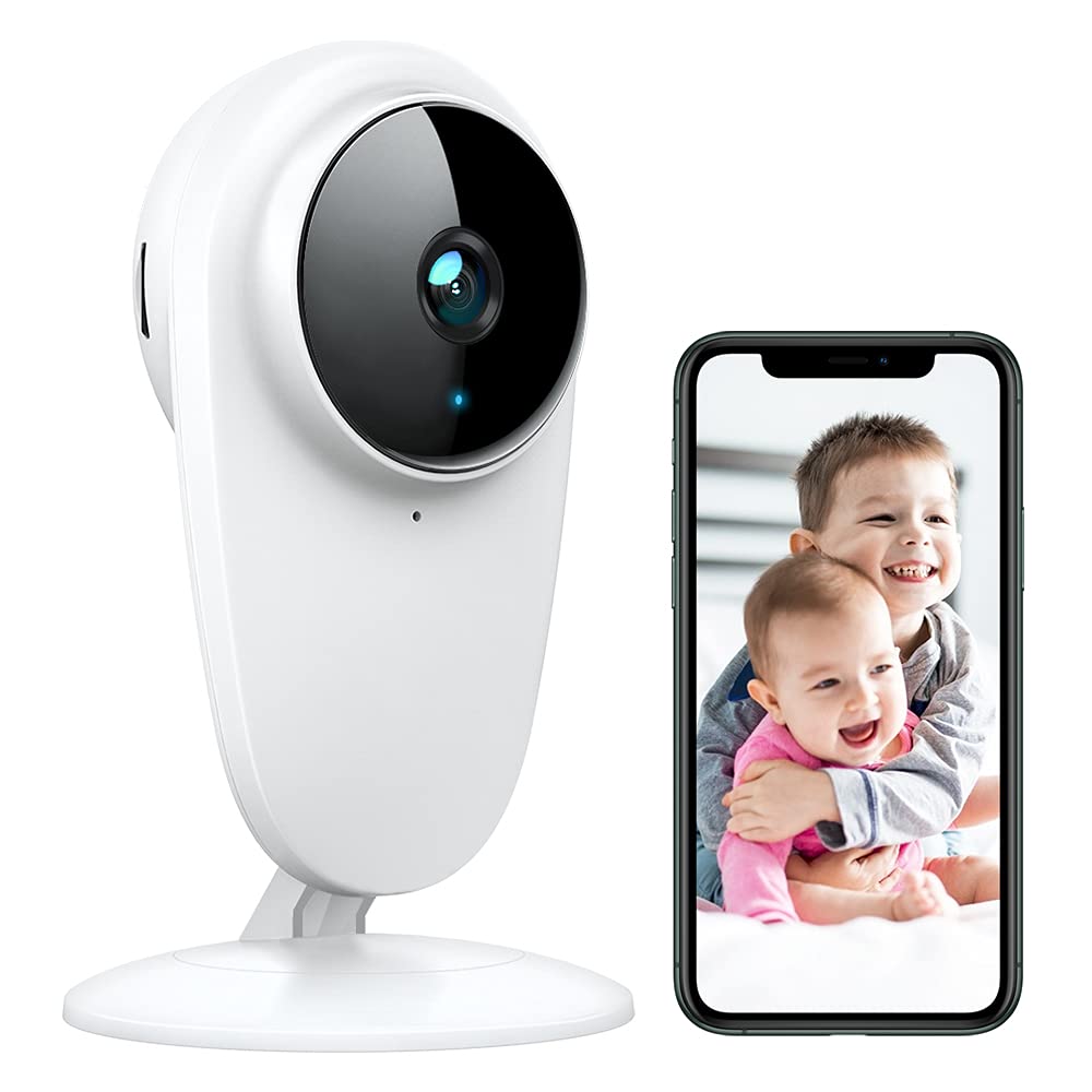 Telecamera di sorveglianza WLAN per interni, 1080P, 2,4 GHz, con visione notturna, rilevamento di movimento, audio a 2 vie compatibile con iOS e Android