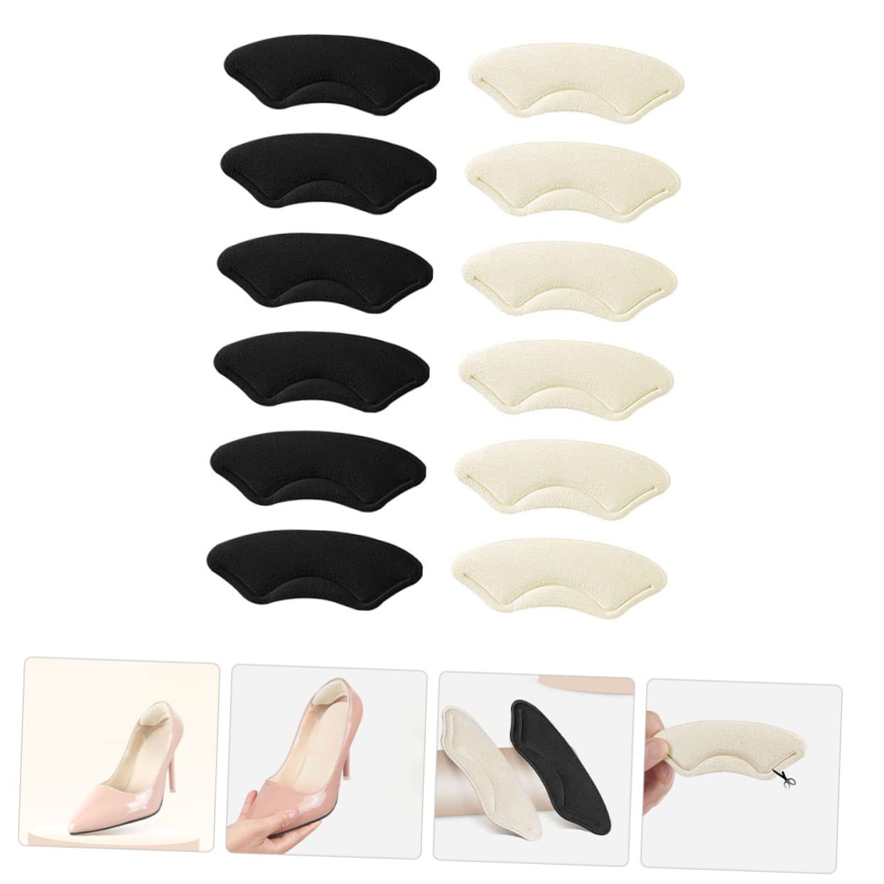 5 Sätze Fersenaufkleber in Halber Größe Stiefel Für Damen Mit Absatz Ferseneinsätze Für Damen Für Lockere Schuhe Fersenflecken Kunstlederschwamm Doppelseitig Klebend 6 Paare * 5 Healeved