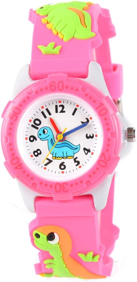 Kids Watches Cute 3D Cartoon Waterproof Silicone Children Toddler Wrist Watch for 3-10 Year Girls Little Child-Pink Dinosaur