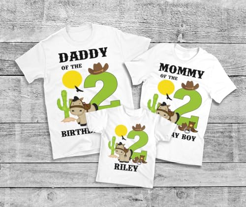 Cowboy Horse T-Shirt, Birthday Personalized, white tee2