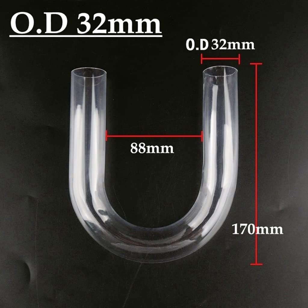 Aquarium Fish Tank U-Shape Air Tube Fittings - Clear Acrylic Pipe Elbow Connector for DIY Projects (O.D 20~32mm) - 1pc(O.D 32mm)