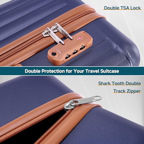 Image of Hoteel Luggage Set 6 Piece, 4-Year Warranty, PC+ABS Suitcases with Wheels Hard Shell Suitcase with TSA Lock, Including Waterproof Luggage Bag, Travel Maletas for Men and Women, Blue(16 /20 /24 /28Inch)