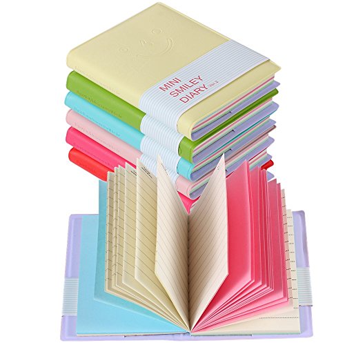 Ipienlee Mini Pocket Notebook Little Notepad Diary Journal Pu Leather Smiley Face Small Note Pads, Pack Of 6 (6Pcs 3.14Inch X 4Inch Notebook) #TOP7