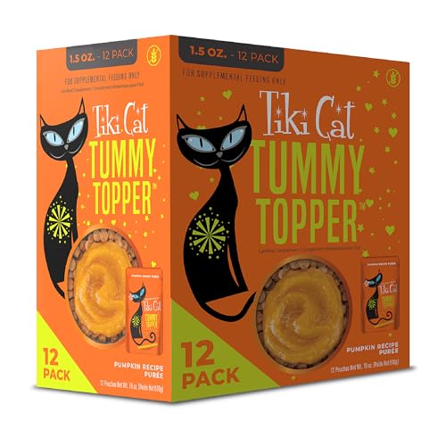 Tiki Cat Solutions Topper Multipack, Tummy Topper, Pumpkin Recipe in Broth, 1.5 oz. Pouch (12 Count)
