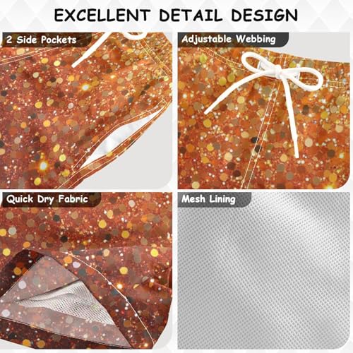 Pigsaly Boys Swim Trunks Dark Golden Yellow Gradient Flashing Sunset Orangeglitter Boys Board Shorts Swimsuit Swimwear S3
