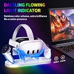 Charging Dock for Meta Quest 3/3S, 18W Fast Charger with 2 Rechargeable Batteries, 8 LED Lighting Modes, USB-C Charging Accessory, Charging Stand for VR Headset and Controller