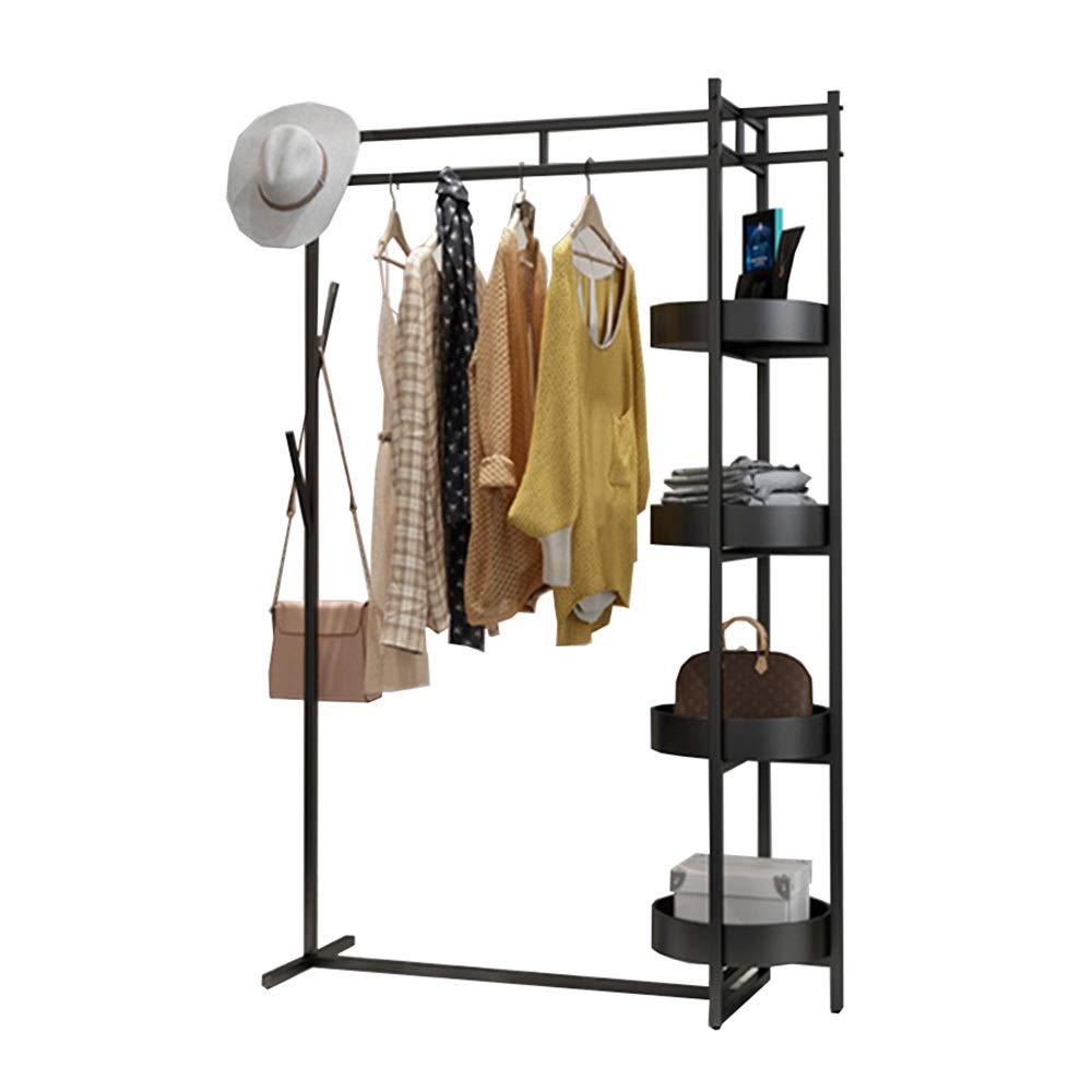 Garderobenständer im nordischen Stil, strapazierfähig, Kleiderstange, Kleiderstange, Kleiderstange, Metall, Kleiderstange, Schwarz, Last 260 Lb, 3 Größen (Size : 120×36×150cm)