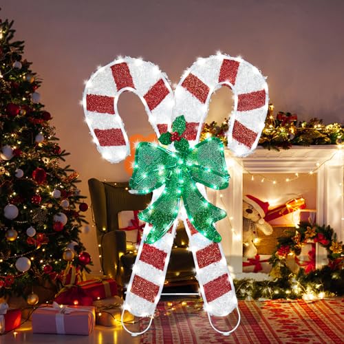 Vigdur Christmas Candy Cane Lights - 33 Lighted Candy Cane Decorations with 120 LED Lights Christmas Yard Decorations for Indoor Outdoor Yard Lawn Party Holiday Dcor