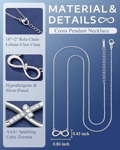 UNGENT THEM Love is Forever Infinity Cross Necklace for Granddaughter Daughter Birthday Christmas Valentines Religious Easter Gifts4