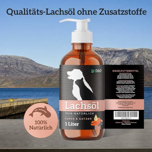 D&O Nature Products Lachsöl Hunde 1L in praktischer Flasche mit Pumpspender