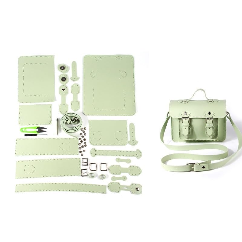 DIY Leather Bag Making Kit DIY Handmade Bag Hand Stitching with Sewing Tools Shoulder Bag Accessories Pu Leather Adjustable 589 (Color : Green)