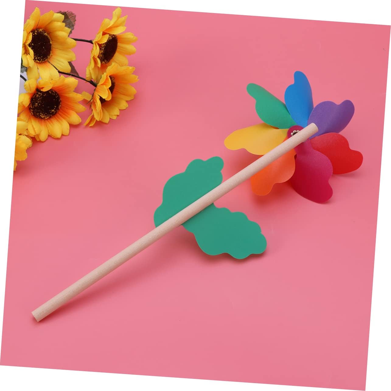 5pcs Multicolored Wooden Windmill Toys for Boys and Girls Pinwheel Decorations for Garden and Parties for Playtime and Photo Props image 3