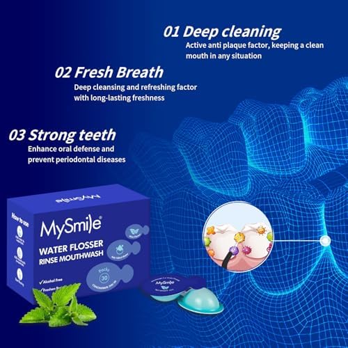 MySmile Water Flosser Mouthwash, Travel Size Concentrated Mouth Wash for Adults, 15x Concentrated Equals 200 FL oz, Alcohol Free for Bad Breath, Fresh Mint, (30 Uses, 0.06 fl oz) Alternate view