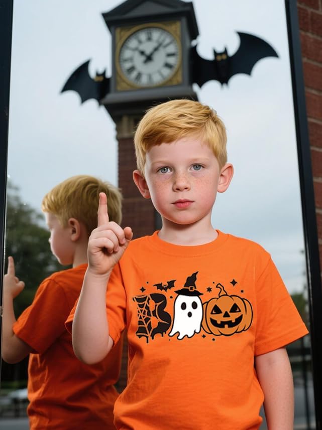 Toddler Boys Girls Kids Spooky Holiday T-Shirt Excavator Pumpkin Short Sleeve Party Tops Size 2-7t - Image 2