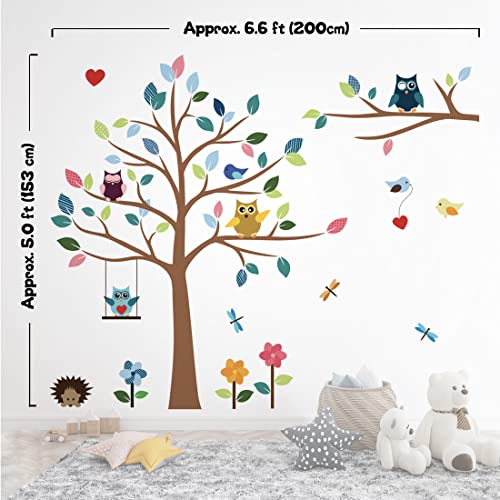 Timber Artbox Cheerful Safari Nursery Wall Decor – Woodland Jungle Wall Decals With Owls & Tree – Cute Animal Stickers For Kids Room, Baby Boys And Girls Bedroom, Classroom & Daycare Decorations #TOP5