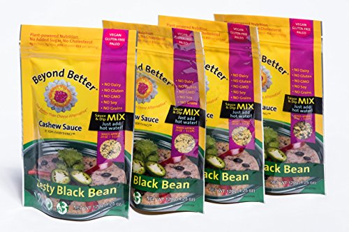 Beyond Better Cashew Zesty Black Bean Dip Mix (4 Pack) Cheese Alternative Dairy Free, Gluten Free, Soy Free (850246005037)