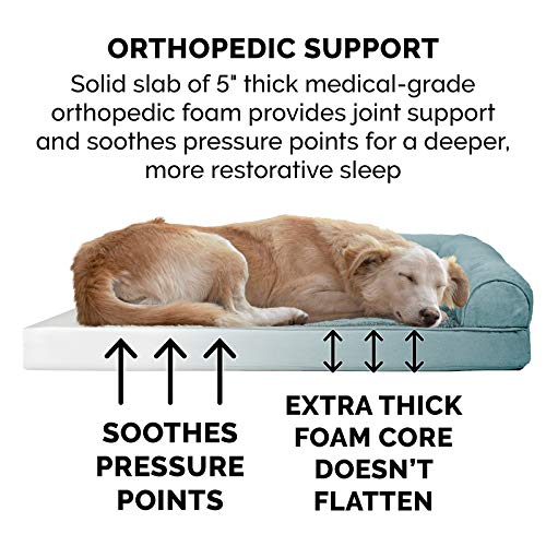 Image of Furhaven Orthopedic Dog Bed for Large Dogs w / Removable Bolsters & Washable Cover, For Dogs Up to 125 lbs - Plush & Suede Sofa - Deep Pool, Jumbo Plus /XXL