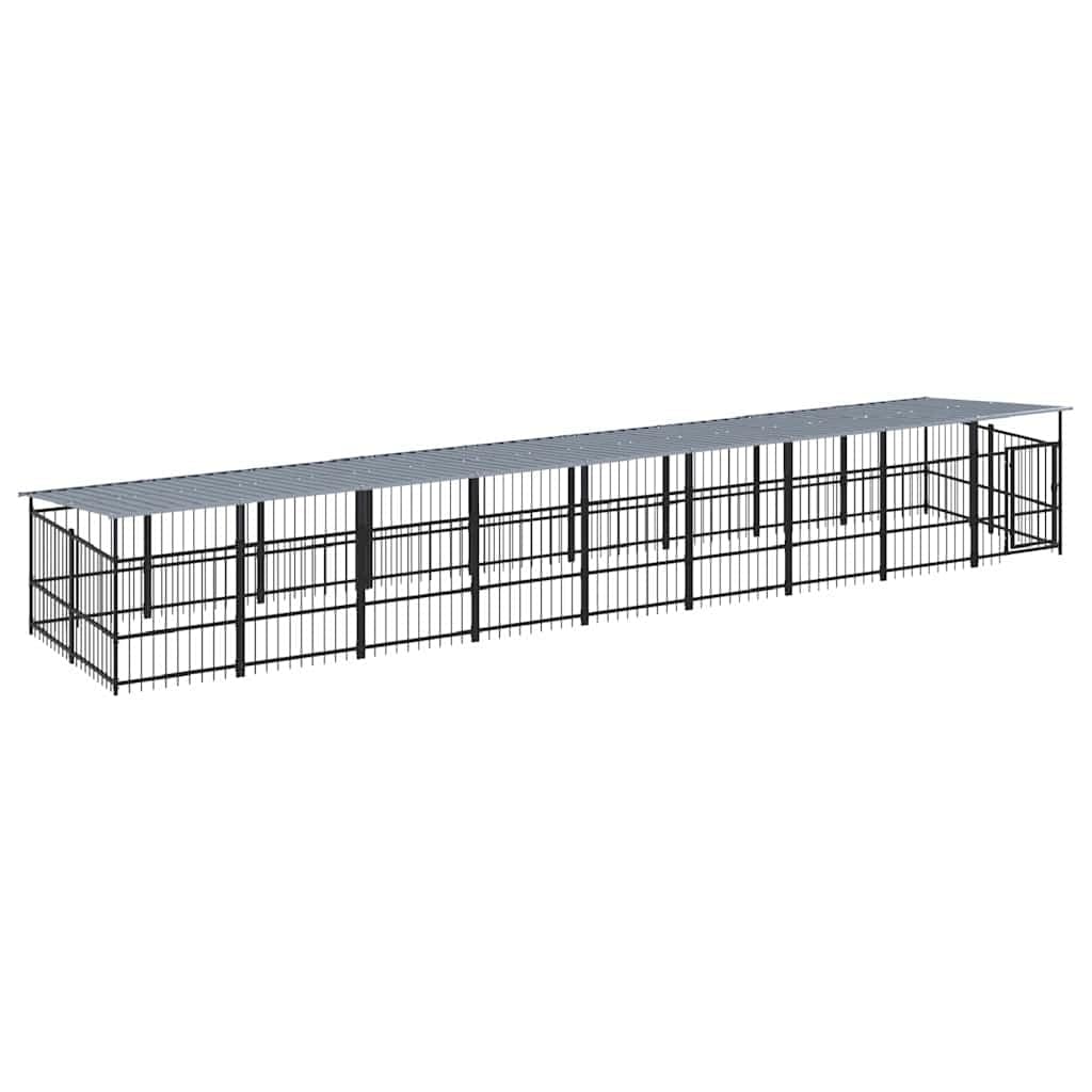 Recinto per Cani in Acciaio Nero 879 cm
