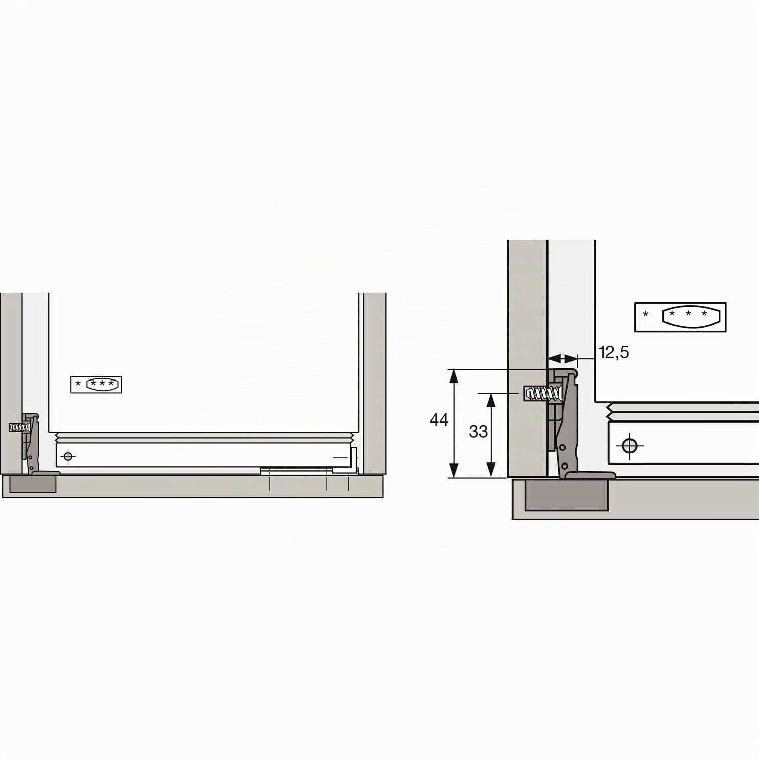 Bisagra especial Hettich ET 582 con hueco bajo para conversión de refrigeradores, número de artículo 72134 (1 unidad)