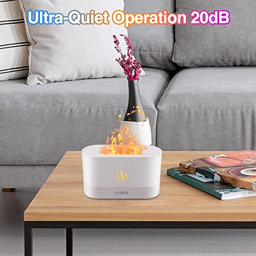 Essential Oil Diffuser, Flame Oil Diffuser - Aromatherapy Aroma Humidifier, Upgrade 7 Colors Noiseless - Perfect for Bedroom Home Office (180ml Classic Flame, White) - Image 5