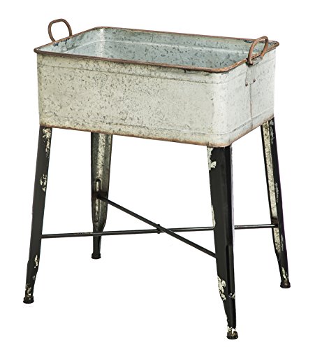 Cape Craftsmen Vintage Galvanized Metal Storage Tub, Planter, or Bin - 28"L x 21"W x 32.5"H