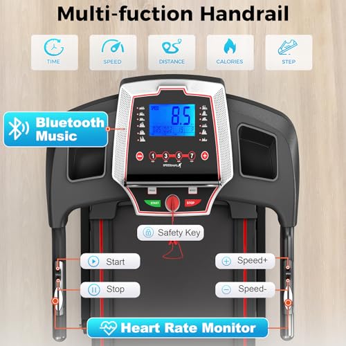Image of Lastforever 3.5HP Folding Treadmill for Home, 350 lbs Capacity, Portable Treadmills with 3-Level 12% Manual Incline, Bluetooth Speaker, Shock Absorption, Quiet Motor