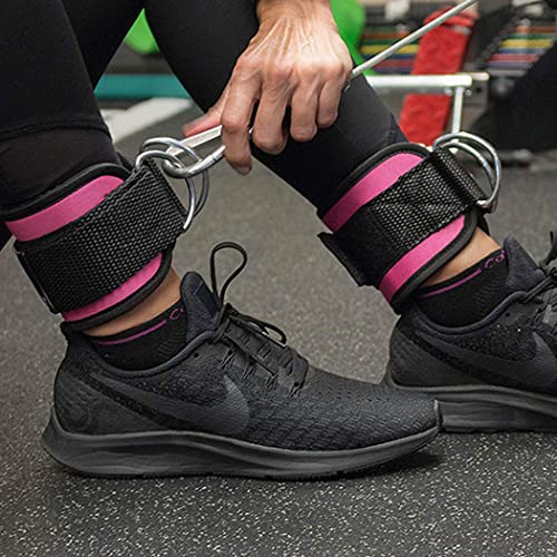 Pair of Ankle Straps for Cable Machines,Gym Cuffs with Neoprene Padding, Adjustable Velcro Strap & Heavy Duty Steel Double D Rings - Image 4
