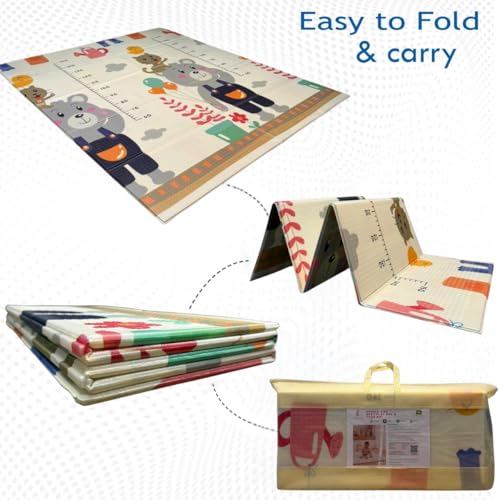 Image of Premium Baby Play Mat, Reversible, Soft, Easy to Clean, Learning & Playing Carpet, Crawling Play Mat, Non-Slip, Waterproof-Portable-Outdoor /Indoor Use | Foam Play Mat for Babies, Toddlers Multicolor (Taddy Height-Roadmap)