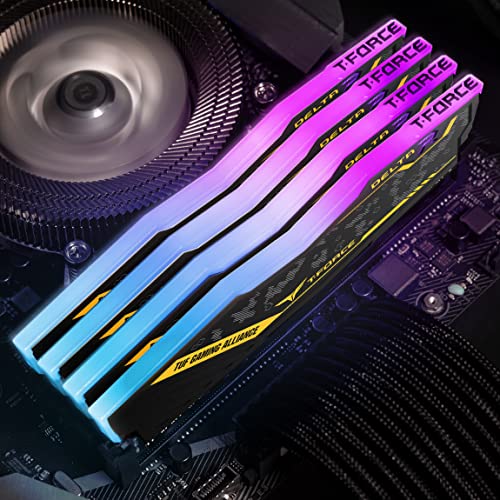 TEAMGROUP T-Force Delta TUF Gaming Alliance RGB DDR4 16GB (2x8GB) 3200MHz (PC4-25600) CL16 Desktop Gaming Memory Ram TF9D416G3200HC16CDC01