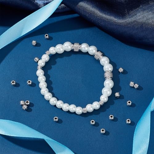 UNICRAFTALE 200Pcs 4mm Textured Spacer Beads Stainless Steel Beads 1.5mm Hole Bracelet Bead Rondelle Metal Stripe Spacer Round Bead for DIY Bracelet Jewelry Making Stainless Steel Color - Image 2