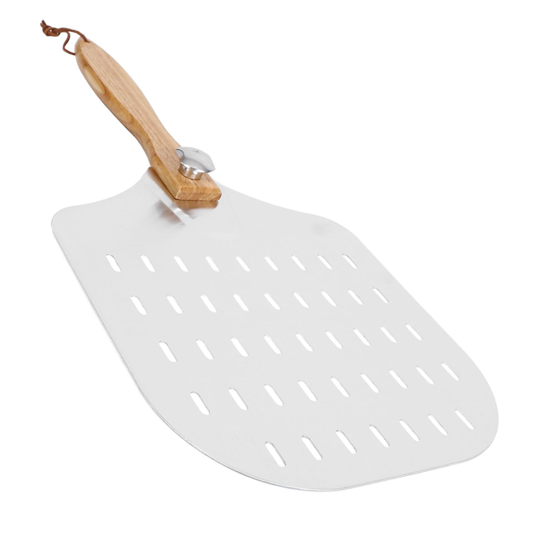 PRETYZOOM Spatola per Pizza Forata in Alluminio con Manico in Legno, Acciaio Inox, Resistente al Calore, per Ristoranti e Pizzerie