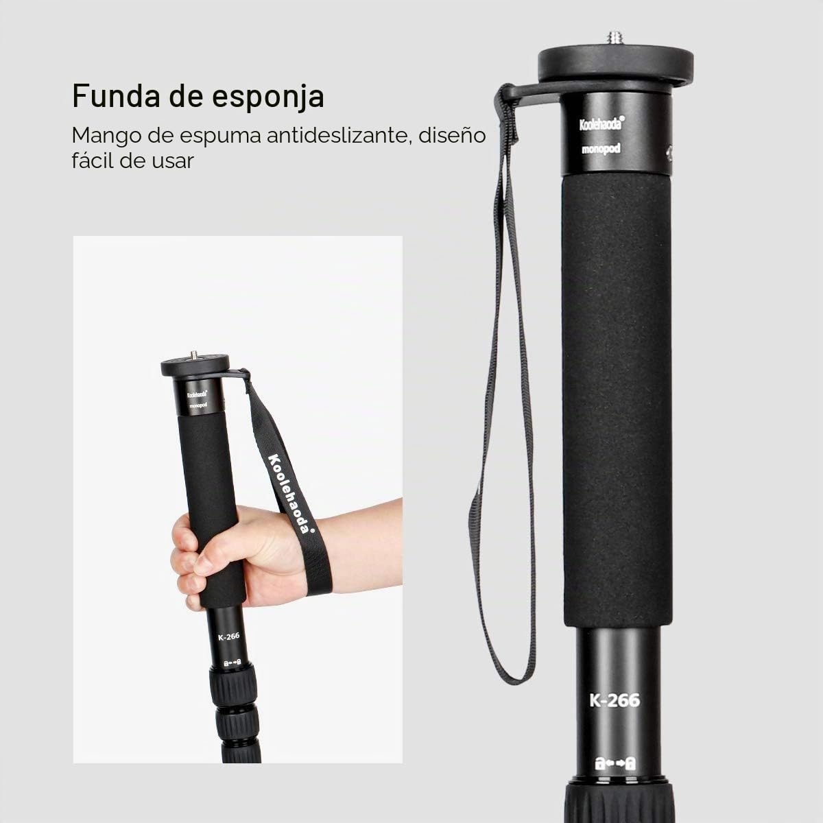 Koolehaoda Monopod de 6 Secciones, Compacto, portátil, para fotografía, Unipod Stick de aleación de Aluminio, Carga máxima de 10 kg, el tamaño Plegable es de Solo 38 cm (Negro)
