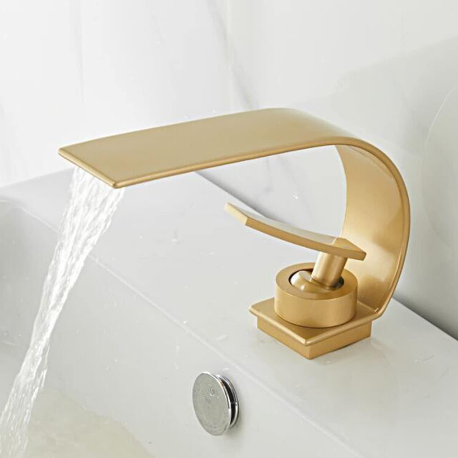 VDOQTLJT Basin Faucets Waterfall Brass Hot Water and Cold Single Hole Bathroom Faucet-D(D)