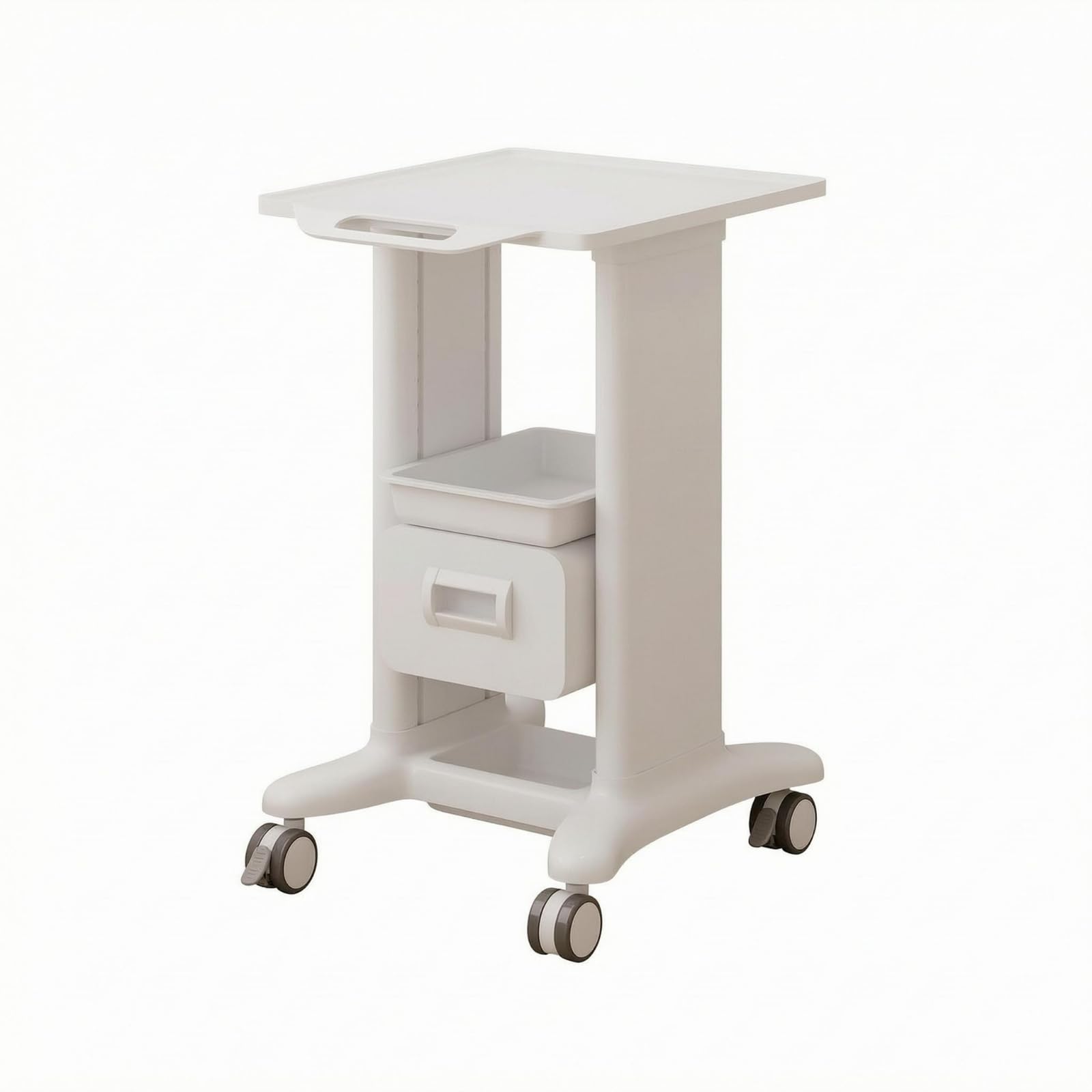 Harilla Carrello Portaoggetti Bellezza Trolley Estetica Carrello Salone Carrello Estetista Vassoio Plastica Design Compatto Adatto Zona Trattamento Saloni, Bianco, Cassetto Singolo + 1 Scatola