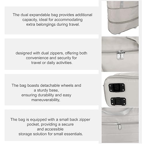 Image of Yatee Foldable Trolley Travel Bag with Wheels for Women & Men, Expandable Rolling Duffel Bag, Large Capacity Lightweight Luggage, Waterproof Carry Tote with Detachable Wheels for Travel