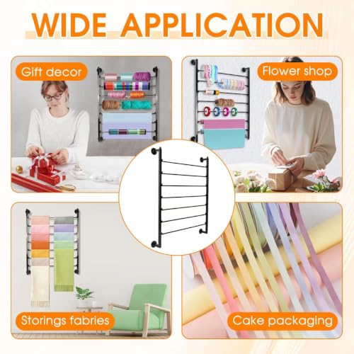Image of 7 Tier Wall Mount Ribbon Organizer, Metal Rack for Craft Room