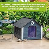 Outentin Hundehütte Outdoor Isoliert - Hundehaus für Mittelgroße Hund - Winterfest und Wetterfest - Hunde Haus für Draußen mit schrägem Dach - Stabile Villa und Moderne Design - 76 x 63 x 60cm-Nuss