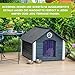 Outentin Hundehütte Outdoor Isoliert - Hundehaus für Mittelgroße Hund - Winterfest und Wetterfest - Hunde Haus für Draußen mit schrägem Dach - Stabile Villa und Moderne Design - 76 x 63 x 60cm-Nuss