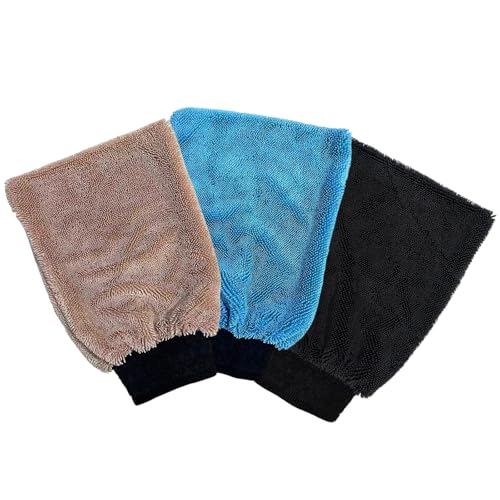 ZALAOR 3 Pack Magic Bathroom Drying Cloth - Reusable Microfiber Dusting Gloves - Magic Cloths for Cleaning Shower Glass, Mirrors, Cars - Multipurpose Lint-Free Wash Mitt for Home & Auto Detailing