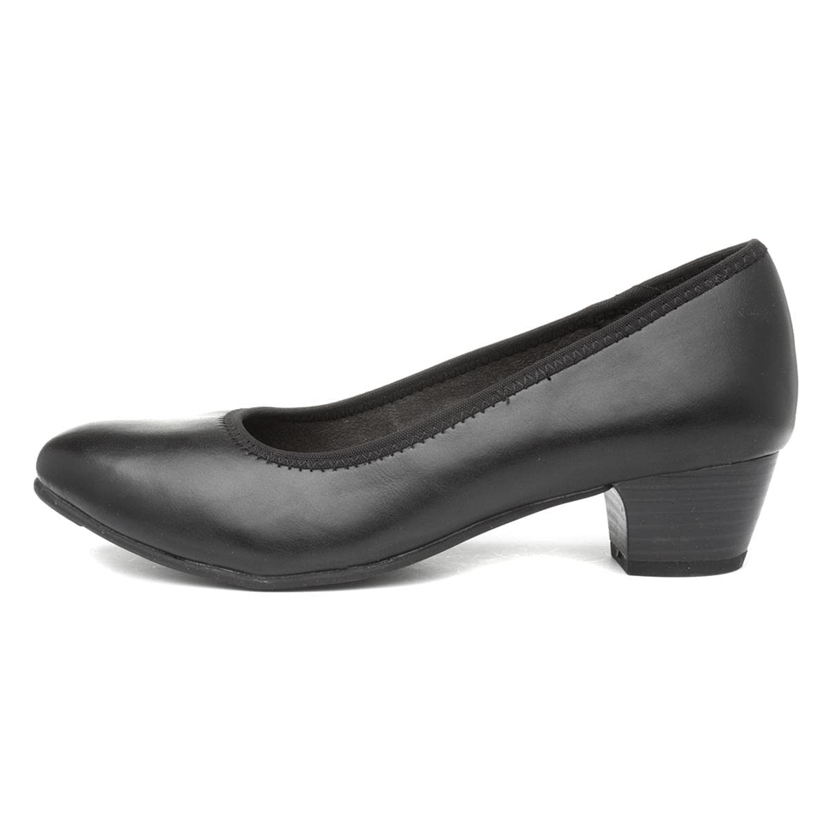 Soft Line Womens Block Heel Black Court Shoe