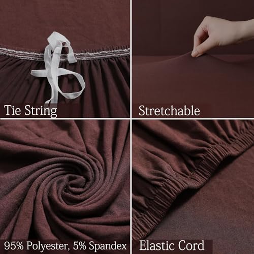 Image of Gurnoor Universal Triple Seater Sofa Cover Big Elasticity Cover for Couch 140 GSM Sofa Slipcover (Plain Brown, 185-230cm)