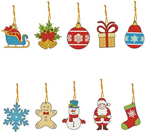 DanLink 10 Pieces 5D DIY Diamond Painting Key Rings for Kids and Adults Christmas DIY 5D Full Drill Rhinestone Mosaic Shape Diamond Art Painting Keychain Pendant Snowman Series