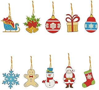 DanLink 10 Pieces 5D DIY Diamond Painting Key Rings for Kids and Adults Christmas DIY 5D Full Drill Rhinestone Mosaic Shape Diamond Art Painting Keychain Pendant Snowman Series