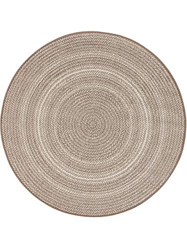 benuta Plus In- & Outdoor-Teppich rund Metro Flachgewebe Modern Wetterfest Cream/Taupe ø 120 cm...