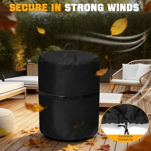Cover for Ninja Fireside 360 Outdoor Fire Pit & Patio Heater, 600D Waterproof Oxford with PU Backing, UV & Tear Resistant, Windproof Cover Fits Round Firepit up to 24"D x 29"H, Easy Clean & Install - 5