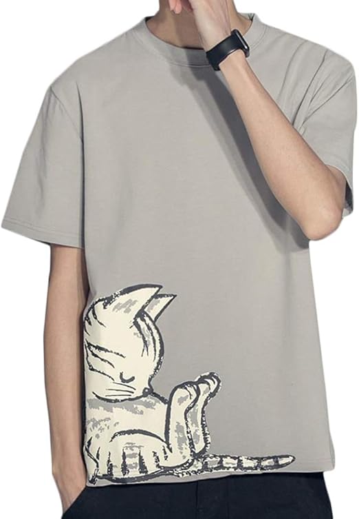 Amazon Yyq Shop Tシャツ メンズ 半袖 おしゃれ カットソー ゆったり プリントtシャツ 猫柄 おもしろ ティーシャツ カジュアル 男女兼用 トップス 夏 Tシャツ カットソー 通販