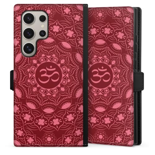 Etui magnetique Samsung S24 Ultra Mandala Rose Housse Portefeuille