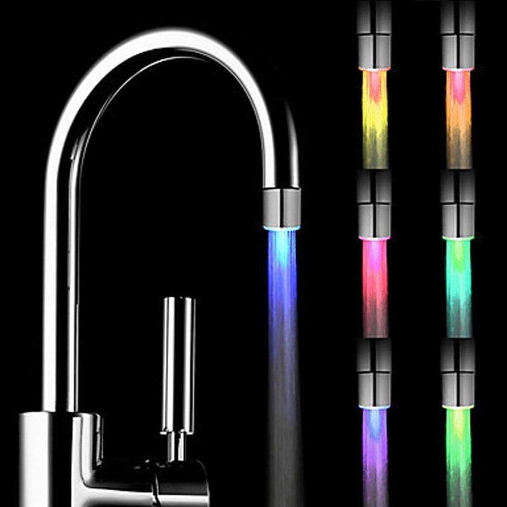 ZYTC Led Faucet Lights 7 Color Changing Tap LED Light Saver for Kitchen Bathroom Sink (6PC)