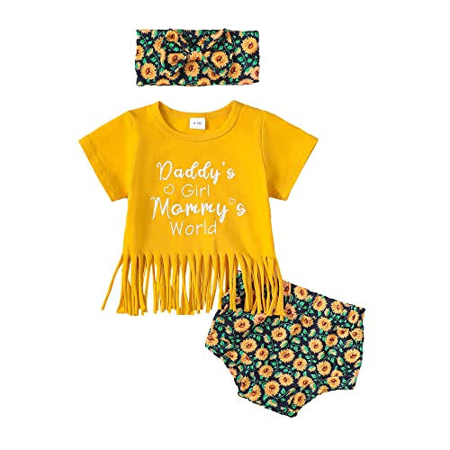 Image of Mikrdoo Baby Girl Clothes Toddler Outfits Short Sleeve Ruffle Shirt Pants 2 Pieces Summer Clothing for Little Girls 0M-4T